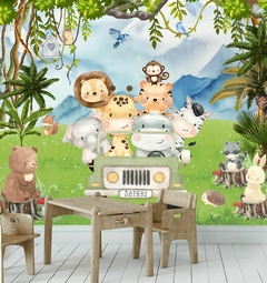 Papel de Parede Safari Jeep e Floresta