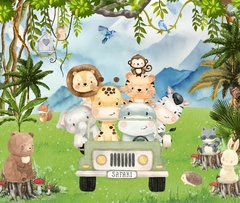 Papel de Parede Safari Jeep e Floresta - comprar online
