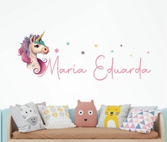 Adesivo De Parede Para Quarto De Menina Unicórnio E Nome
