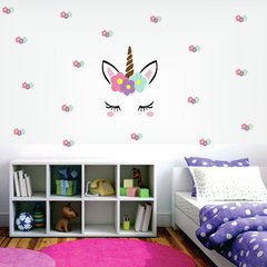Adesivo de Parede Infantil Unicórnio Florais
