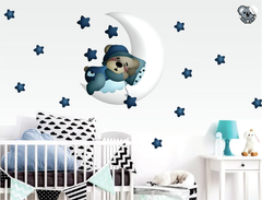 Adesivo de Parede Infantil Ursinho Lua Dormindo