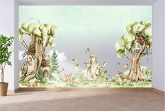 Papel de Parede Urso na Floresta Aquarela