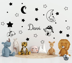 Adesivo De Parede Urso soninho Lua e Estrelas