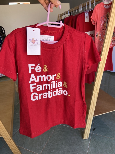 Blusa infantil unissex Fe amor Familia Gratidão