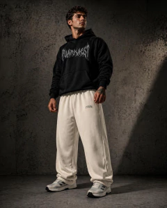 PACK BUZO V-ROOT PREWASH BLACK + JOGGING BAGGY 4REAL CREME