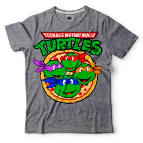 Remera TNMT Tortugas Ninja Caras Gris Talle XS