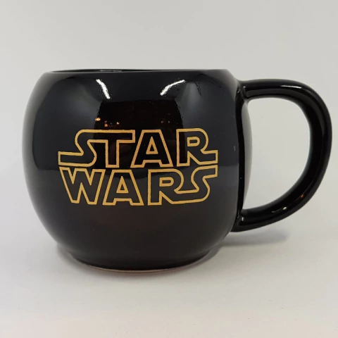 Taza Esfera Negra Star Wars Logo Dorado