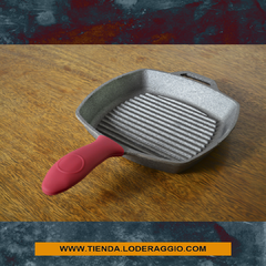 - NUEVA - Sartén Grill de Hierro Fundido con Mango de Silicona - Loderaggio