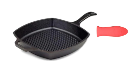 - NUEVA - Sartén Grill de Hierro Fundido con Mango de Silicona