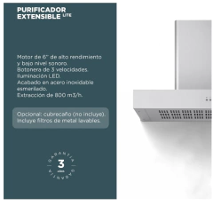 Campana de Pared Purificador Extensible LITE de TST - tienda online
