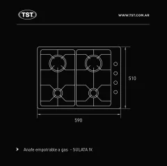 Anafe Empotrable a Gas Sulata IV de TST - Loderaggio