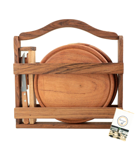 Set de asado artesanal con Valija de madera marmelero