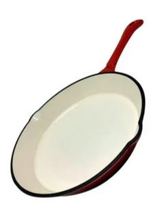 Olla Oval de Hierro Esmaltado con canasto folk metal y madera en internet