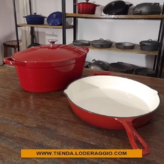 Imagen de Set Rojo M2 Olla Oval + Sartén de Hierro Esmaltado