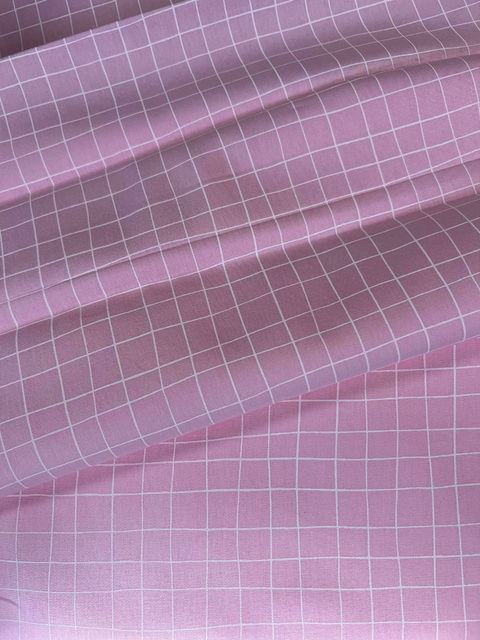 TRICOLINE QUADRICULADO ROSA SUAVE - 50CM