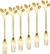 Mini Tenedor Hojas Gold postre, picadas Set X 6 Acero Dorado - Tienda Geko