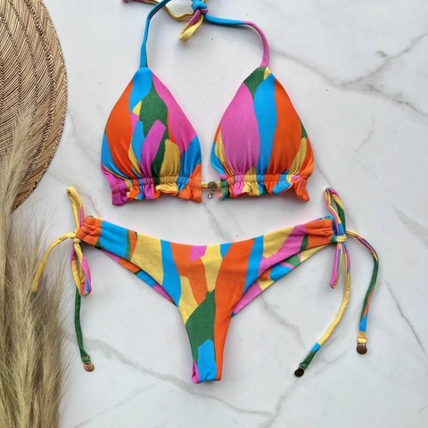 BIQUINI CORTININHA BABADO CALCINHA SEMI FIO LARANJA - buy online