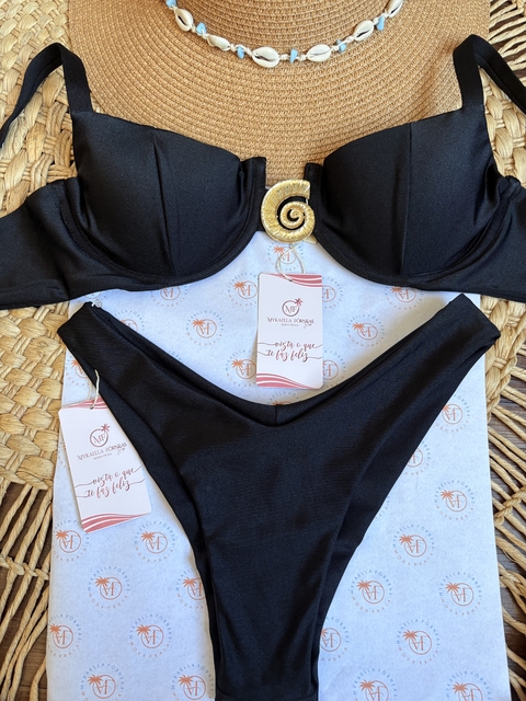 BIQUINI MEIA TAÇA HELENA CALCINHA FIO DUPLO PRETO - comprar online