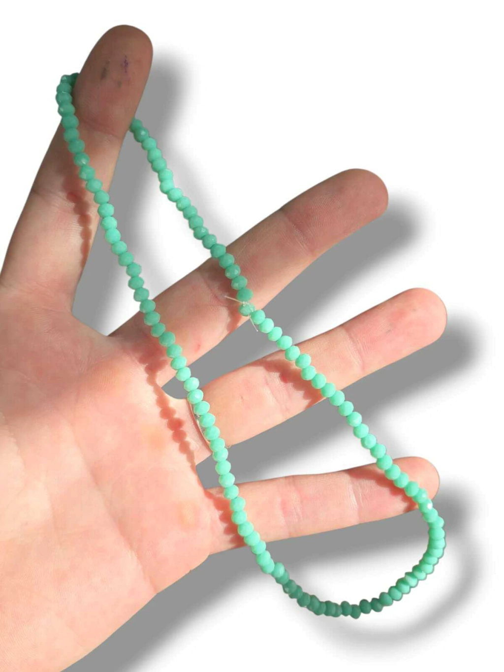 Tira de cristal facetado 4mm verde agua