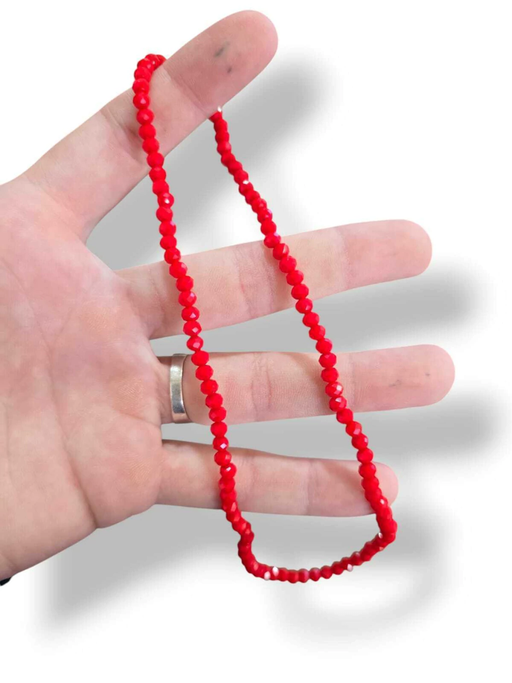 Tira de cristal facetado 4mm Rojo Sólido