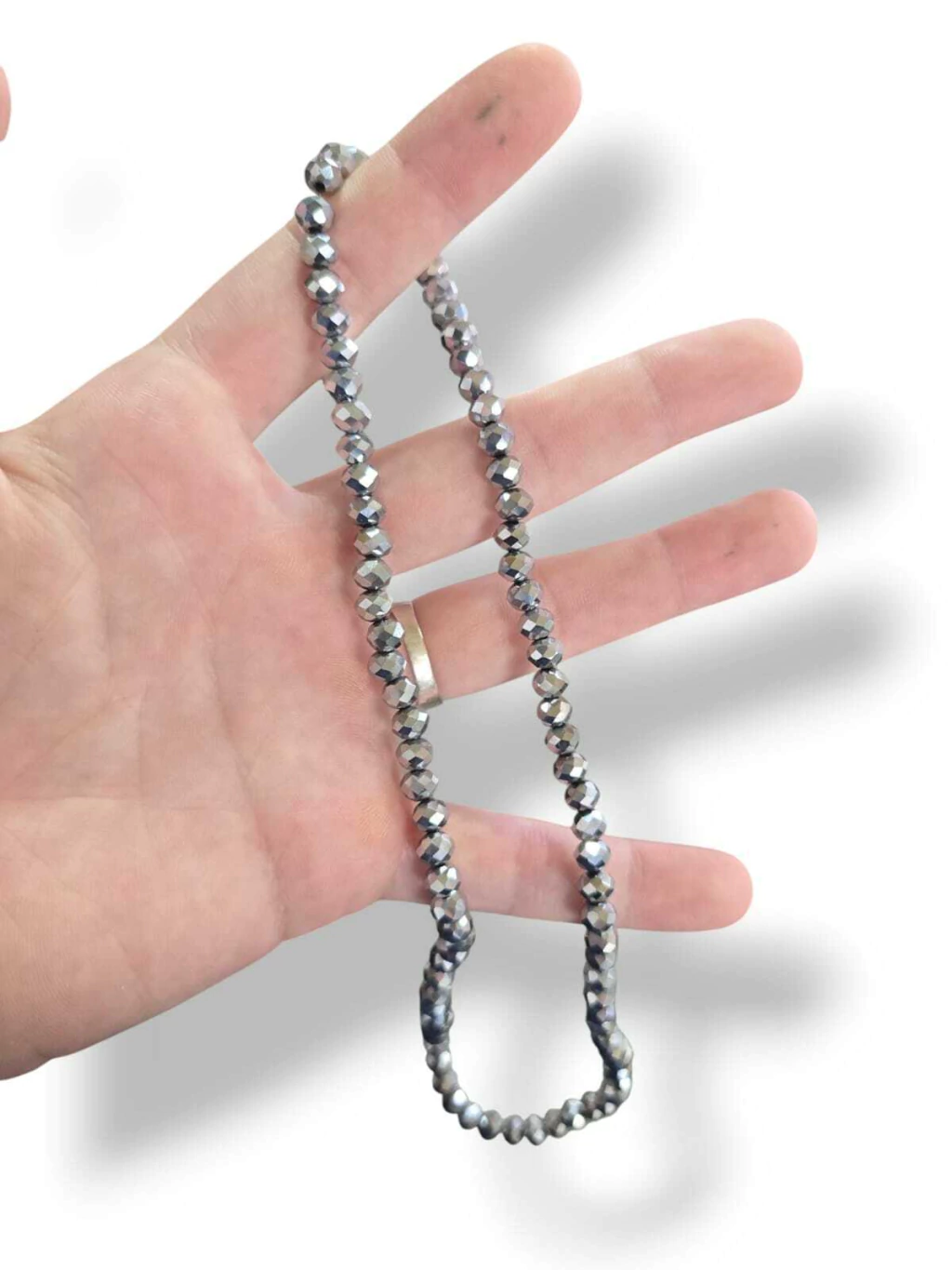 Tira de cristal facetado 6mm plateado