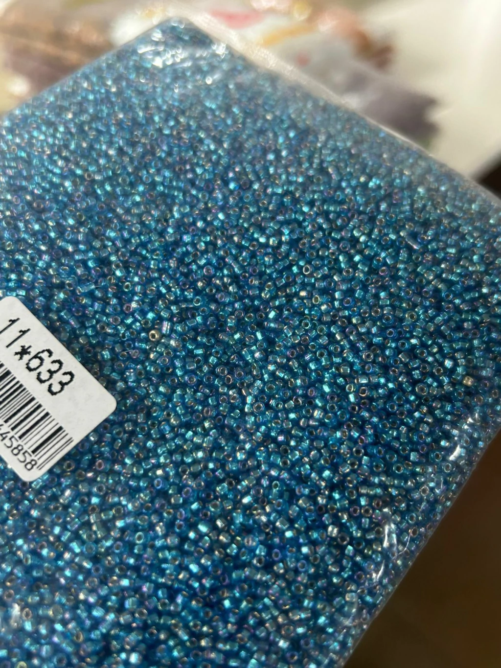 Mostacilla azul claro con alma (500grs)