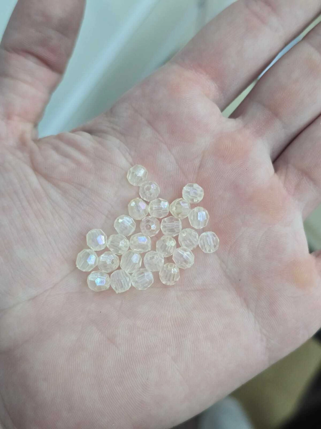 Cuentas facetadas 5mm Blanco Transl. x100g≈
