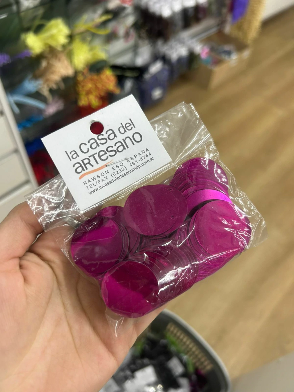 Lentejuela fucsia 30mm (aprox 30grs)