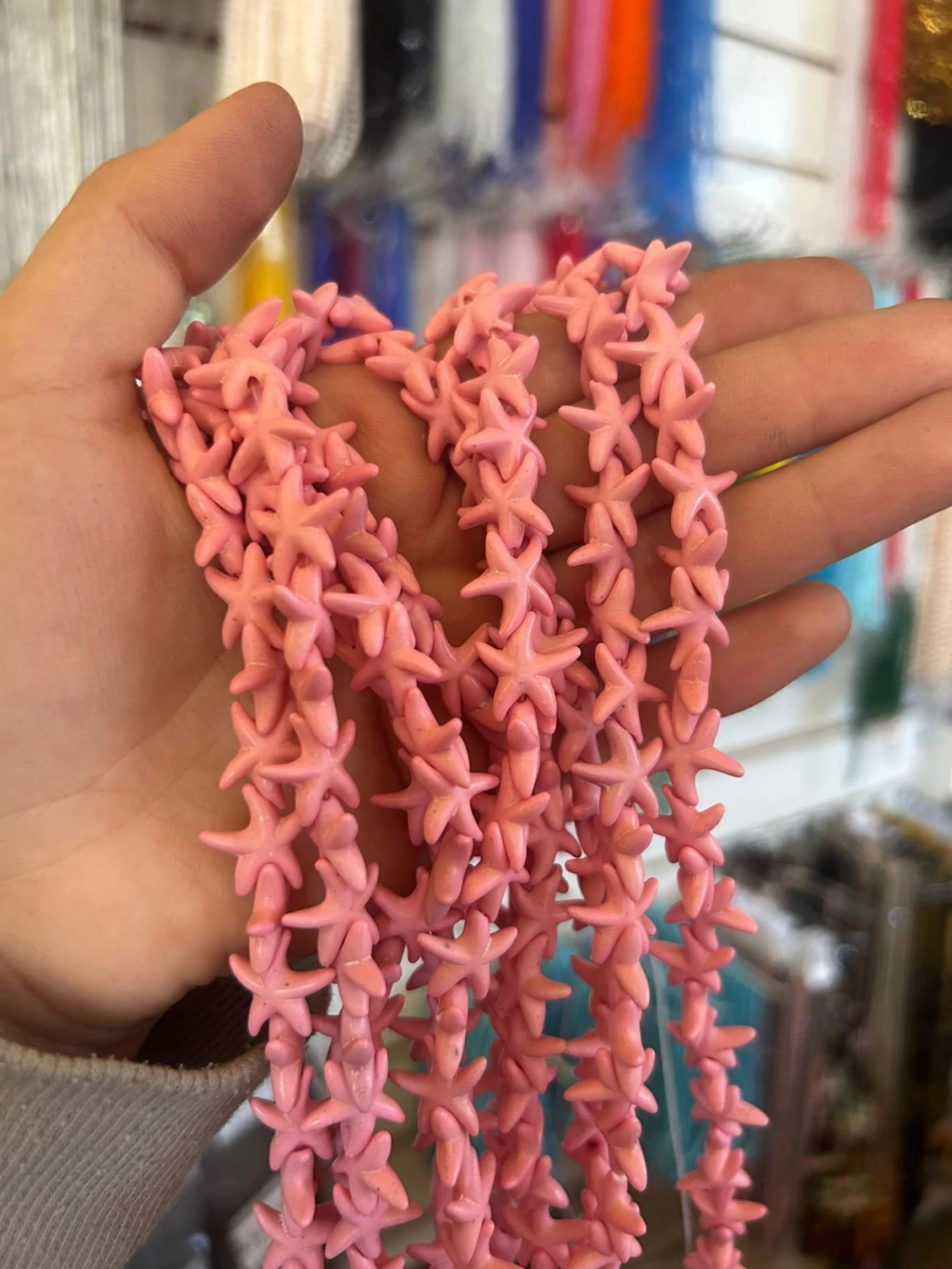 Tira de estrella rosa claro (piedra reconstituida) x 1 tira