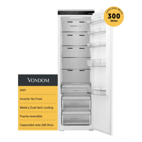 Heladera Panelable Vondom HEL300BI WIFI Inverter No Frost 60 cm - 300 Litros