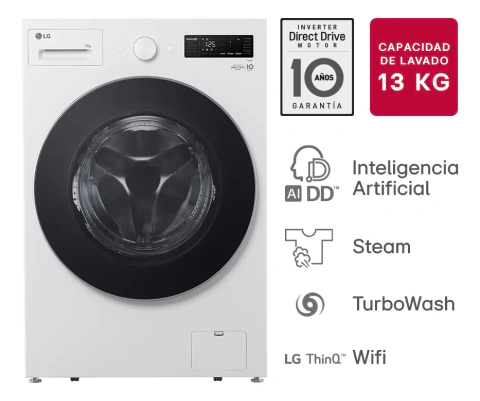 Lavarropas Inverter LG Carga Frontal Wifi Direct Drive Ia 13 Kg Blanco WM13GWNTS6P