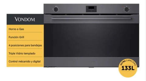 Horno a Gas Empotrable Vondom 90 cm Capacidad 133 L TNC90GAS