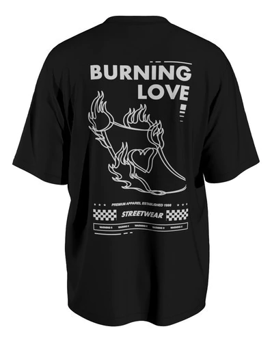 Remera Amor Ardiente Burning Love - Urbano Aesthetic Unisex