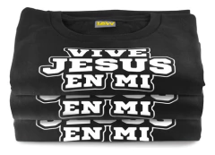 Remera Vive Jesus En Mi - Cristiana 100% Algod?n Unisex - Remeras Law - Tienda de Remeras