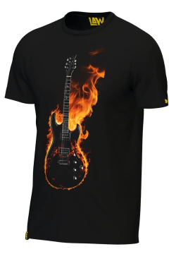 Guitarra eléctrica en llamas - Diseño de rock en internet