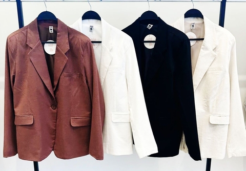 Blazer de lino - Color negro - comprar online