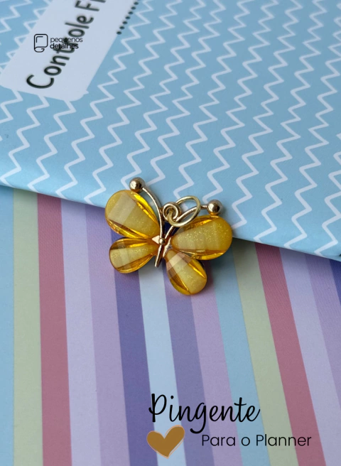 PINGENTE BORBOLETA GLITTER - AMARELA