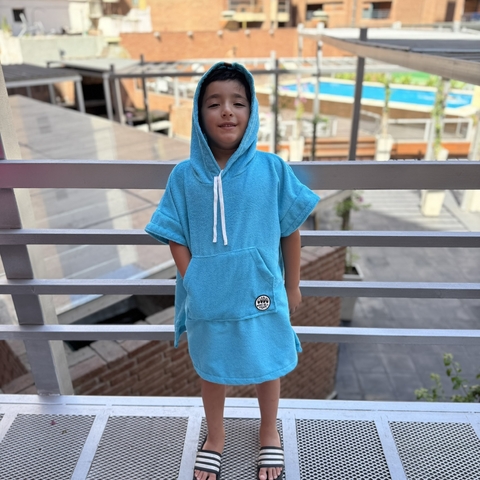 2 en 1 Poncho Toalla Talle 4 Turquesa - comprar online