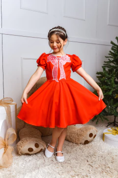 VESTIDO LAÇO BORDADO 2252678 - Jacris Kids | Transformando Sonhos em Moda