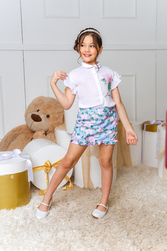 Conjunto Flores 2212383 Azul - Jacris Kids | Transformando Sonhos em Moda