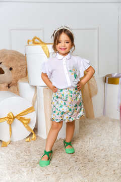 Conjunto Flores 2212383 Bege - Jacris Kids | Transformando Sonhos em Moda