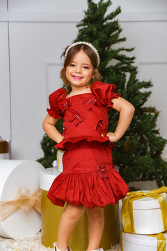 Conjunto Balonê 2212381 Vinho - Jacris Kids | Transformando Sonhos em Moda