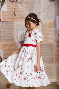 VESTIDO ROSAS 2252714 - Jacris Kids | Transformando Sonhos em Moda