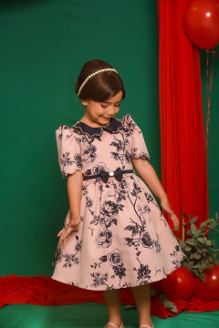 VESTIDO ROSAS - 2152662 - Jacris Kids | Transformando Sonhos em Moda