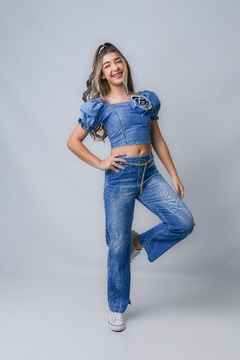 Blusa Jeans Mania Flor 2261049 Claro na internet
