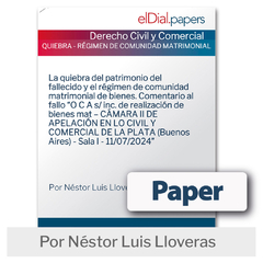 Paper: La quiebra del patrimonio del fallecido y el régimen de comunidad matrimonial de bienes. - comprar online