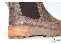 Botas Borcego Mujer Urbana Cuero Graneado Visón Quica Gesell - comprar online
