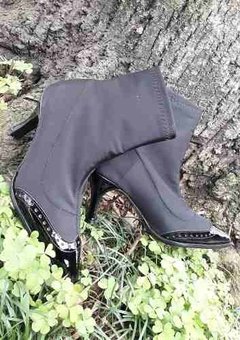 Bota Botineta Vestir Neoprene Y Cuero Negro Quica Puelo - Quica