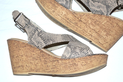 Sandalias Plataforma Corcho Print Reptil Quica Estero Nº 37