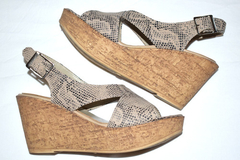 Sandalias Plataforma Corcho Print Reptil Quica Estero Nº 37 - Quica
